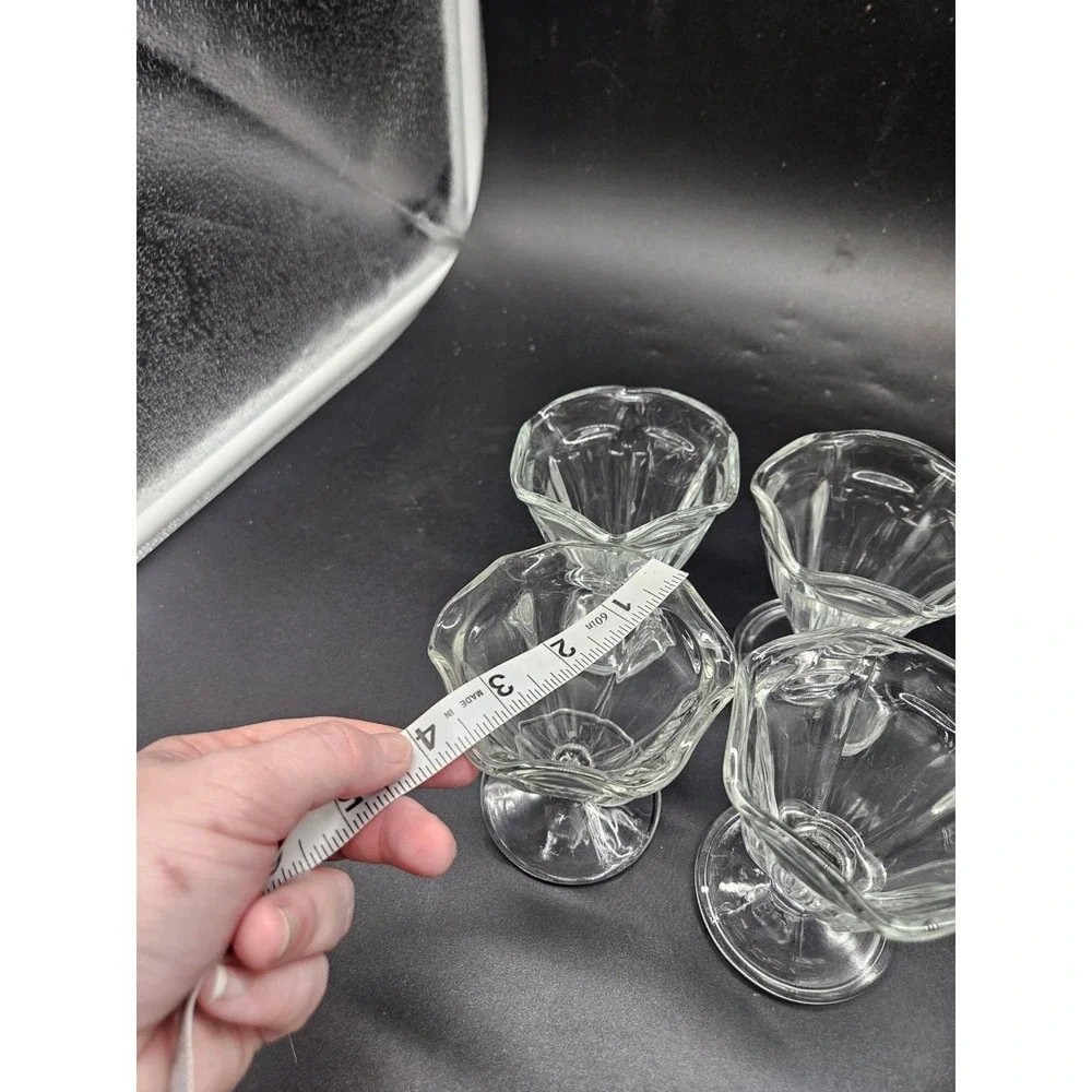 Anchor Hocking Tulip‎ Sundae Ice Cream Clear Footed Dessert Dishes SET of 4